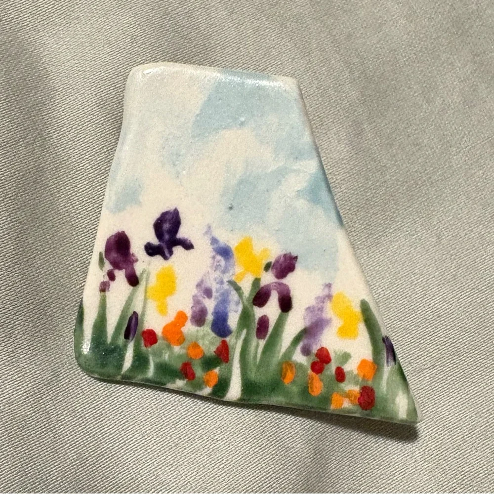 Hand Painted Clay Brooch